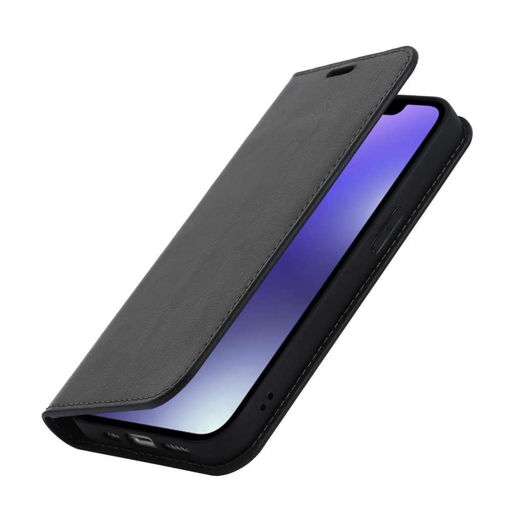 iPhone 14 Handytasche aus Echtem Leder schwarz