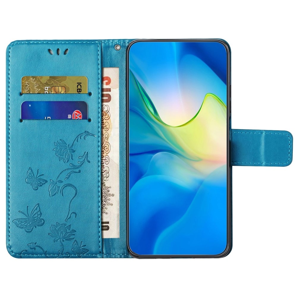 OnePlus 10T Handyhülle mit Schmetterlingsmuster, blau
