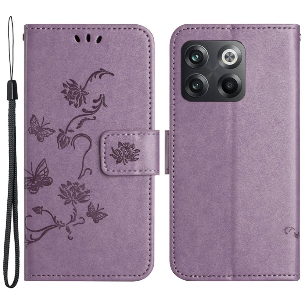 OnePlus 10T Handyhülle mit Schmetterlingsmuster, lila