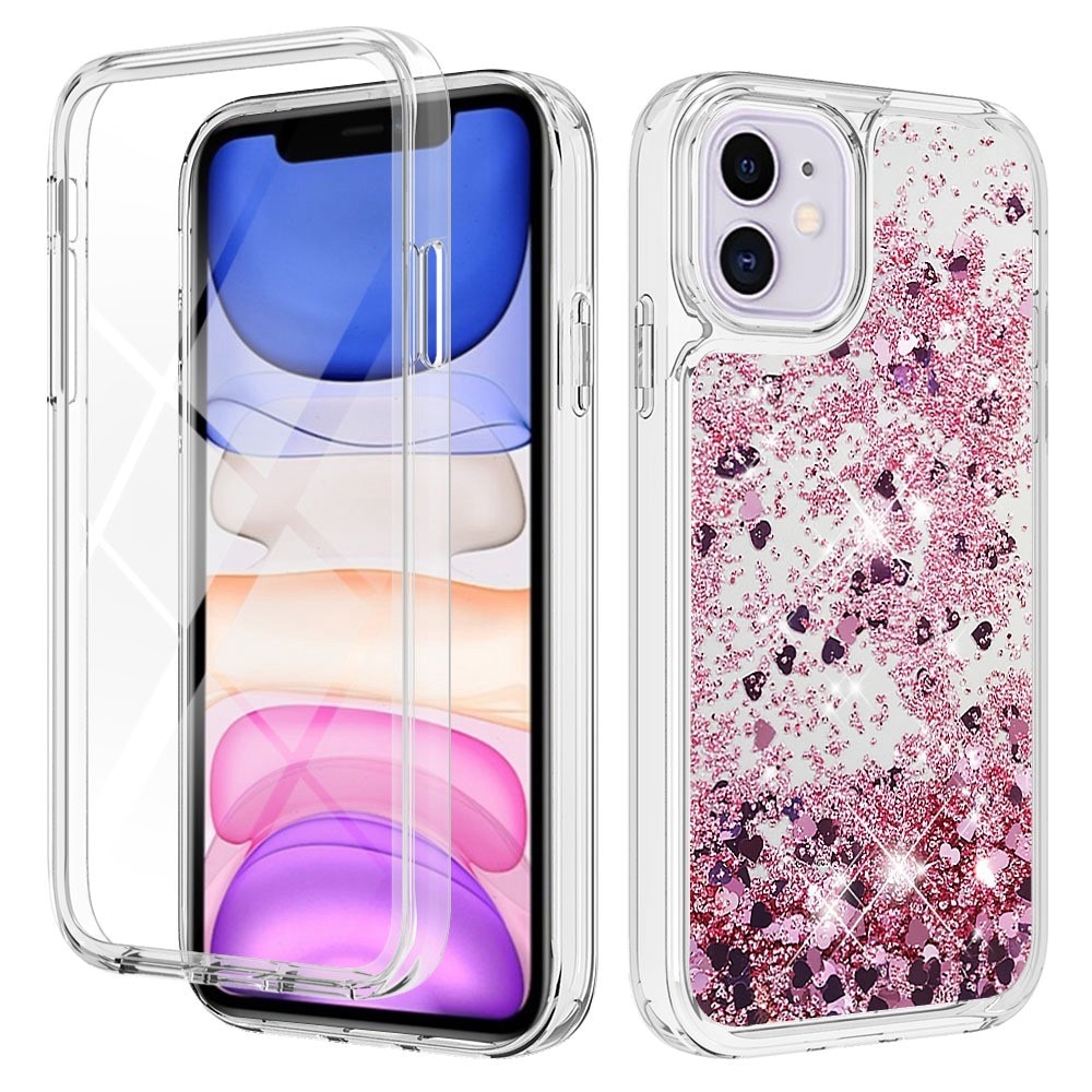 iPhone 11 Full Protection Glitter Powder TPU Case rosa