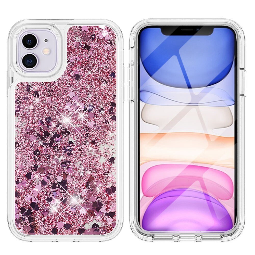 iPhone 11 Full Protection Glitter Powder TPU Case rosa