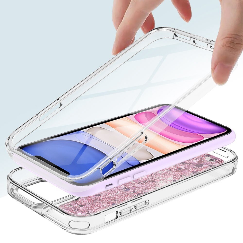 iPhone 11 Full Protection Glitter Powder TPU Case rosa
