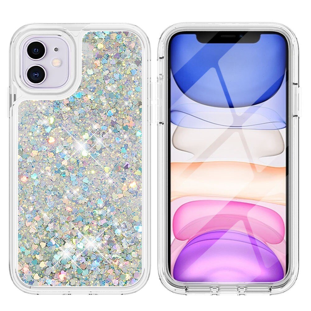 iPhone 11 Full Protection Glitter Powder TPU Case silber