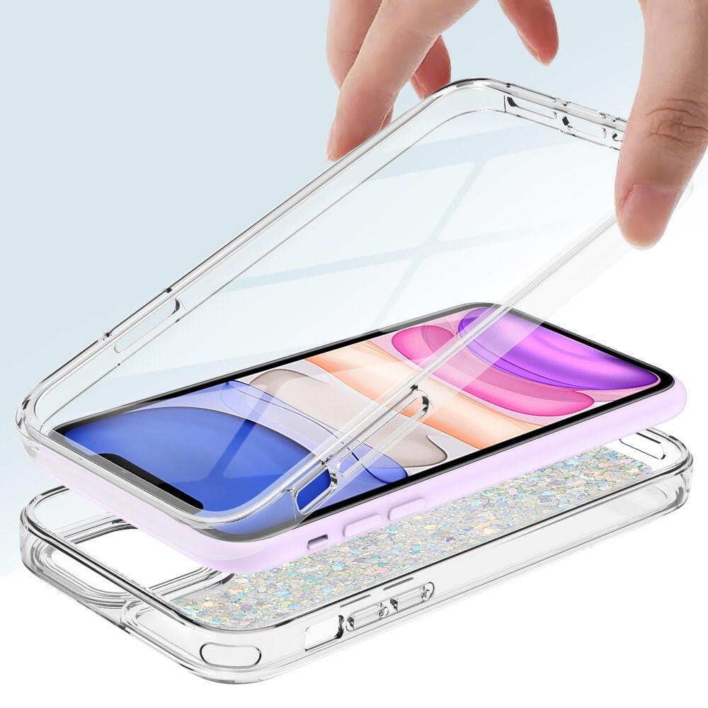iPhone 11 Full Protection Glitter Powder TPU Case silber
