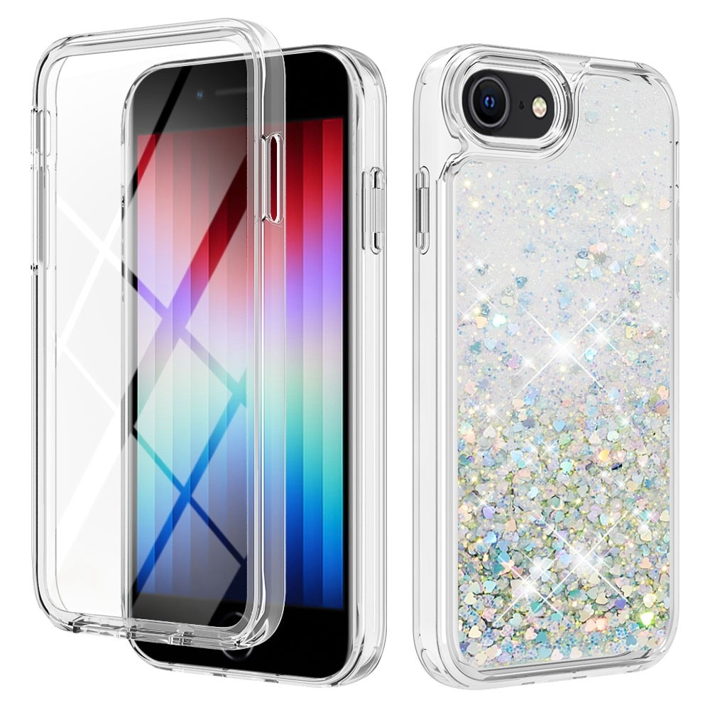 iPhone 7/8/SE Full Protection Glitter Powder TPU Case silber