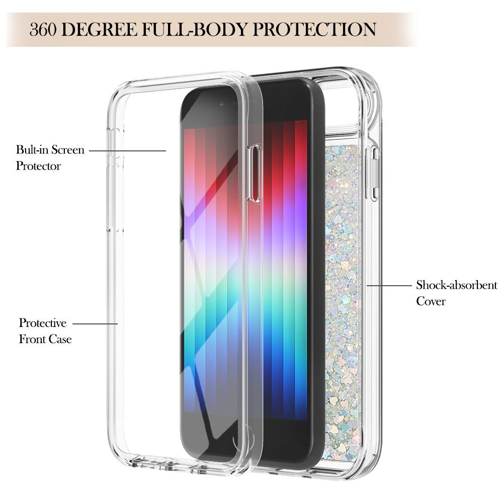 iPhone 7/8/SE Full Protection Glitter Powder TPU Case silber