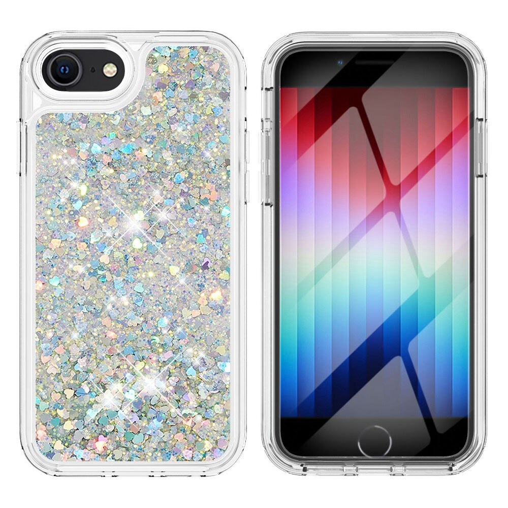 iPhone 7/8/SE Full Protection Glitter Powder TPU Case silber