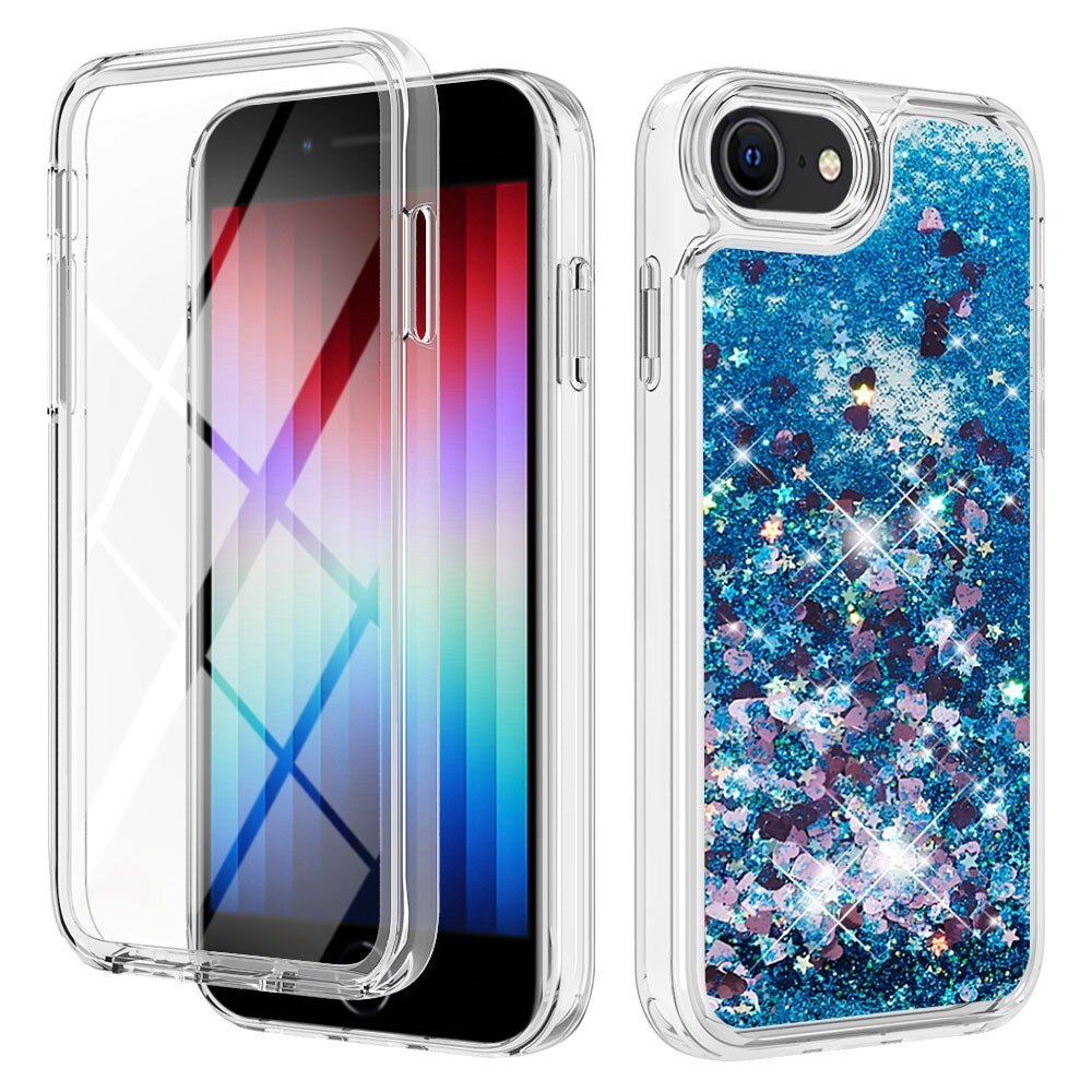 iPhone 7/8/SE Full Protection Glitter Powder TPU Case blau