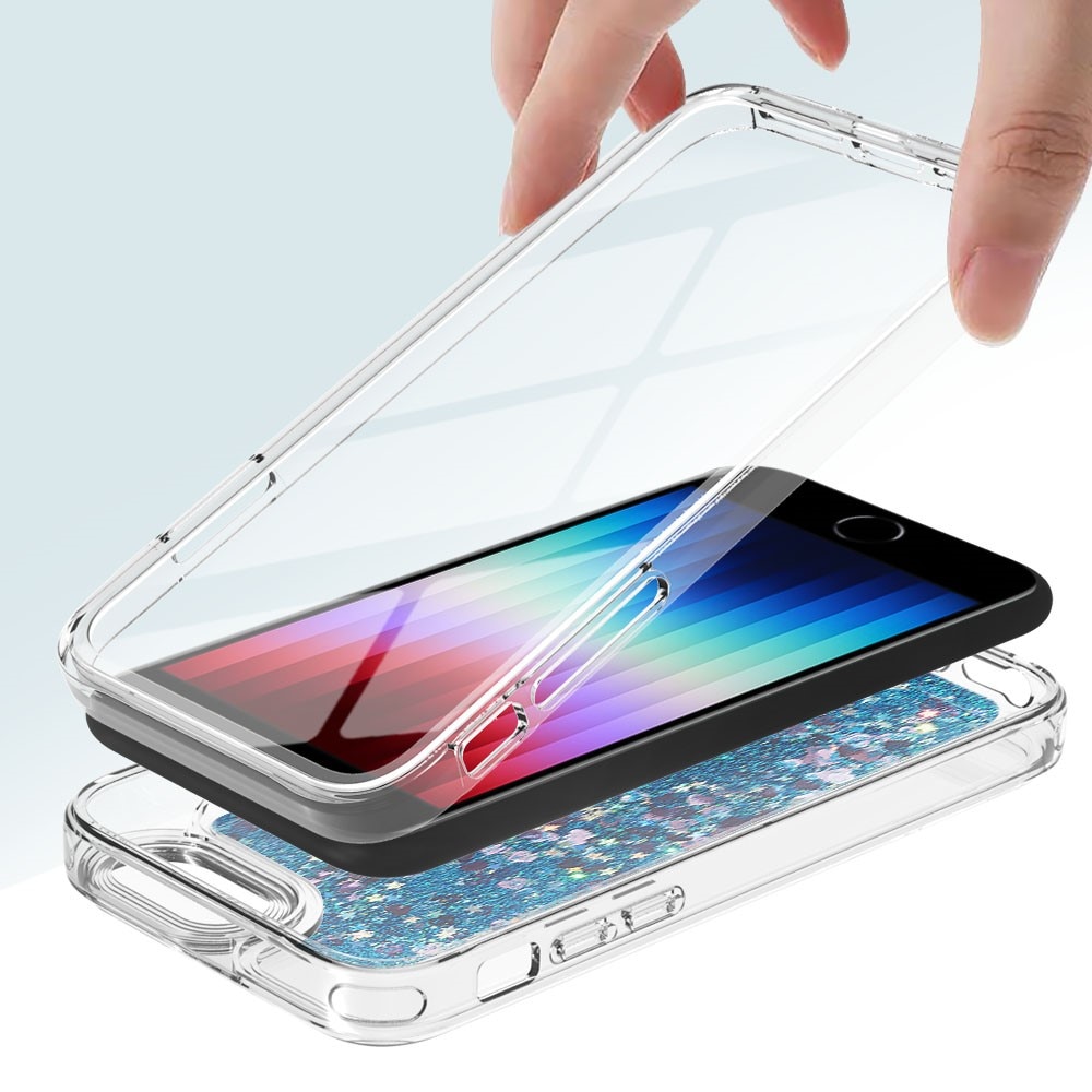 iPhone 7/8/SE Full Protection Glitter Powder TPU Case blau