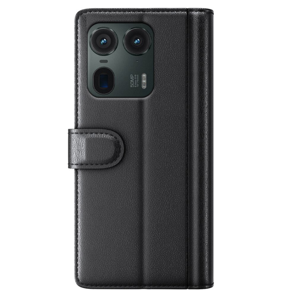 Motorola Edge 50 Ultra Echtlederhülle Schwarz
