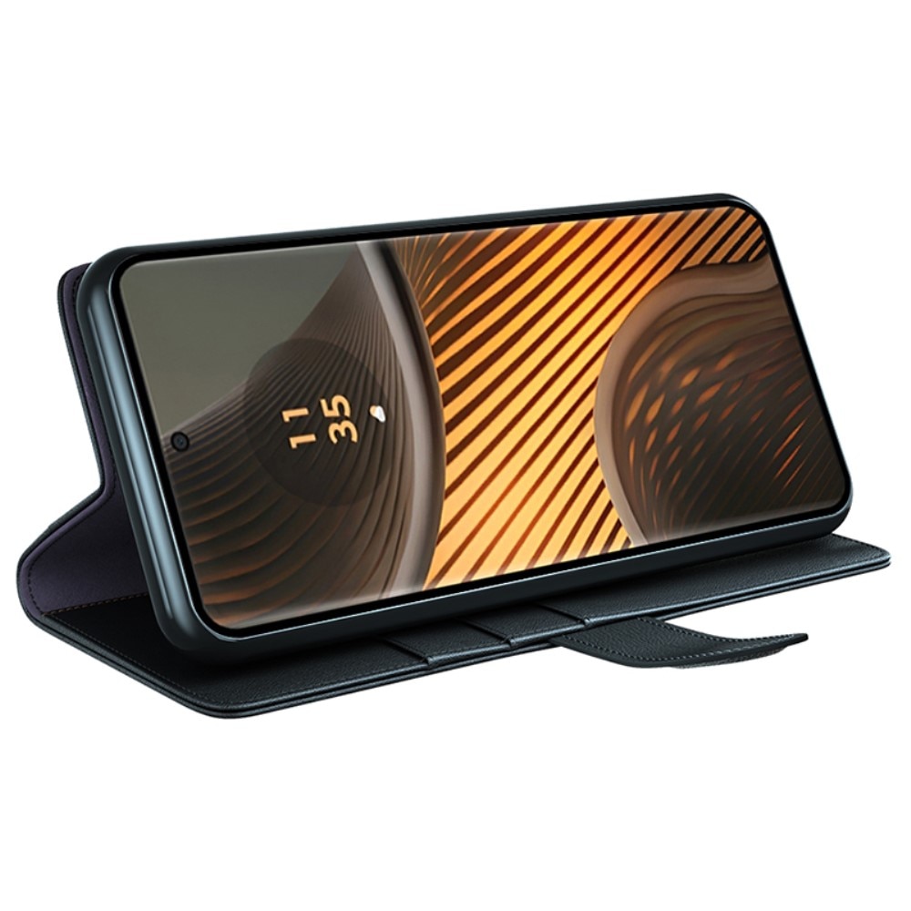 Motorola Edge 50 Ultra Echtlederhülle Schwarz