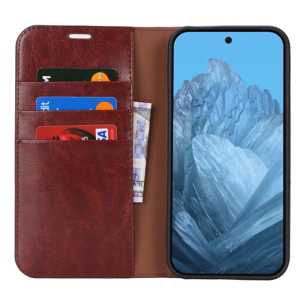 Google Pixel 10 Pro XL Handytasche aus Echtem Leder Dunkelbraun