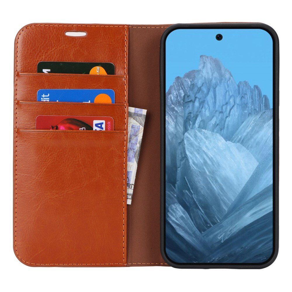 Google Pixel 9 Pro XL Handytasche aus Echtem Leder Braun