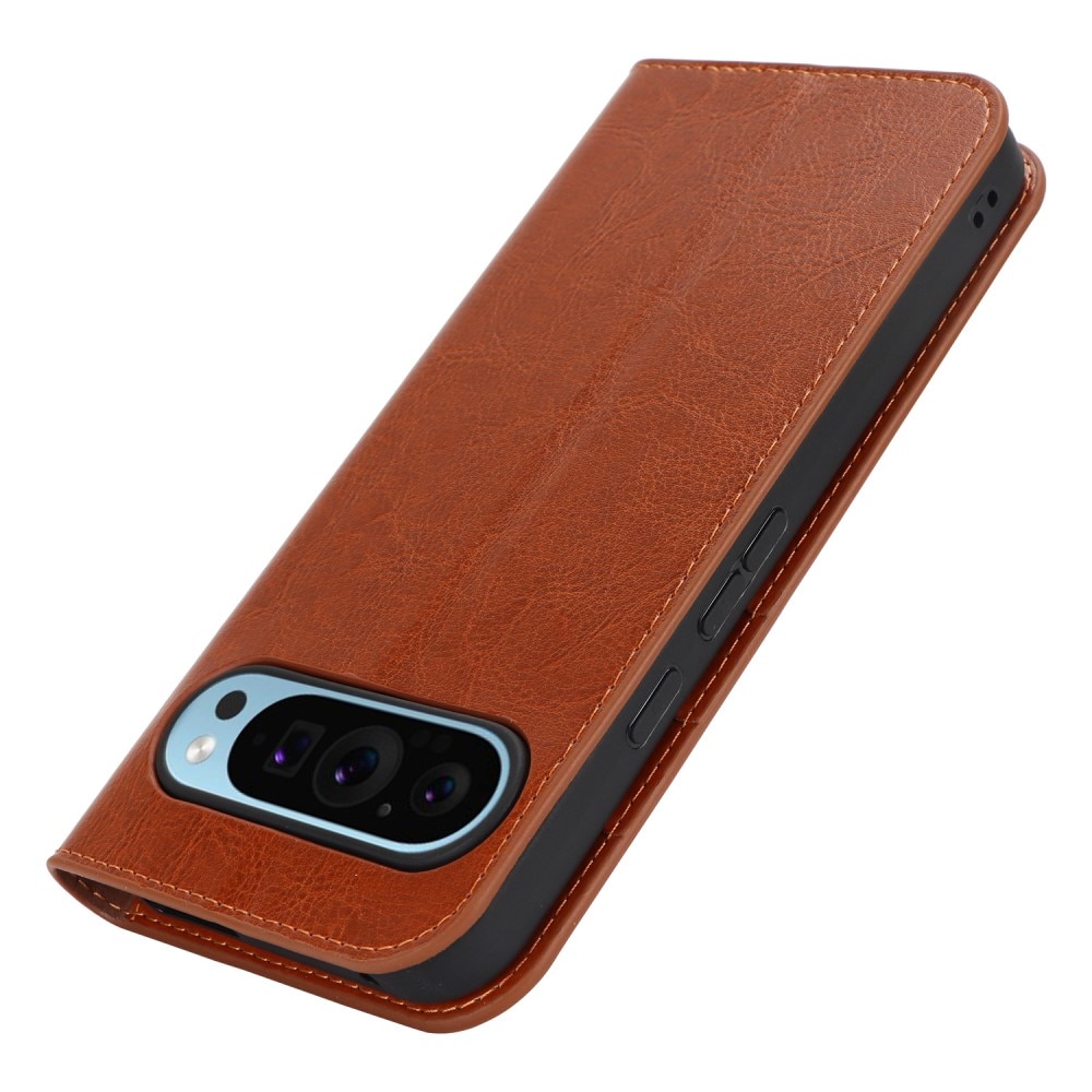 Google Pixel 9 Pro XL Handytasche aus Echtem Leder Braun