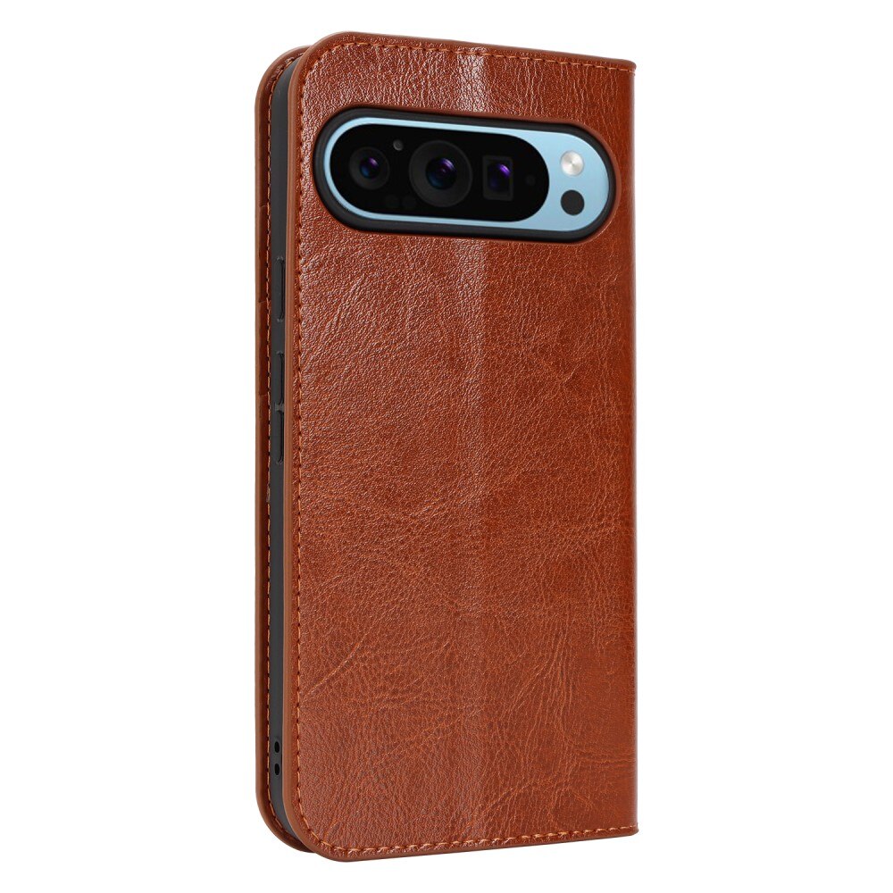 Google Pixel 9 Pro XL Handytasche aus Echtem Leder Braun