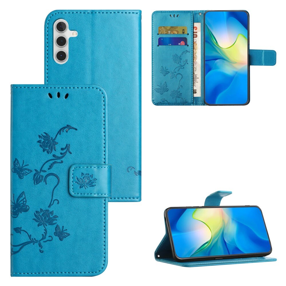 Samsung Galaxy S24 FE Handyhülle mit Schmetterlingsmuster, Blau