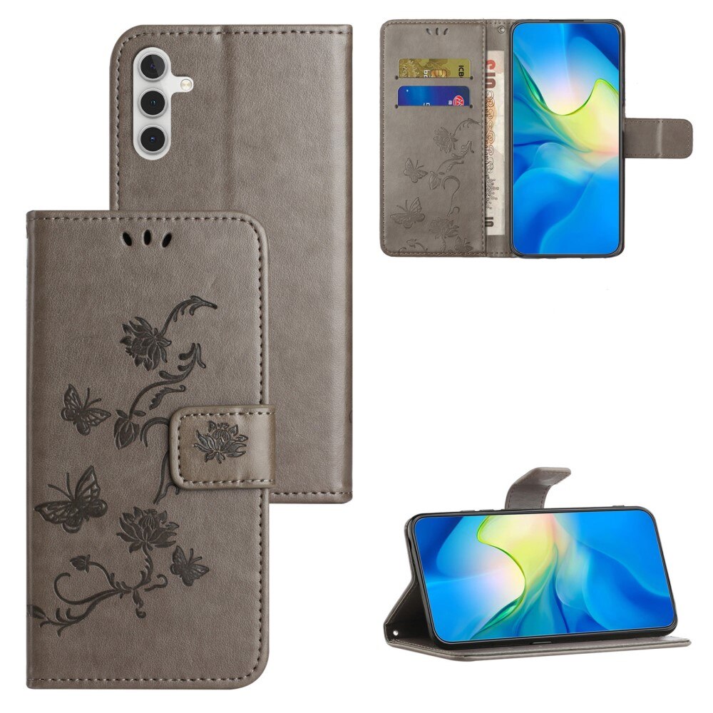 Samsung Galaxy S24 FE Handyhülle mit Schmetterlingsmuster, Grau