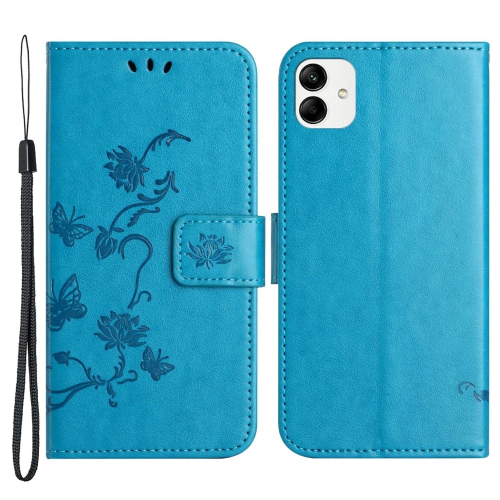 Samsung Galaxy A04 Handyhülle mit Schmetterlingsmuster, blau
