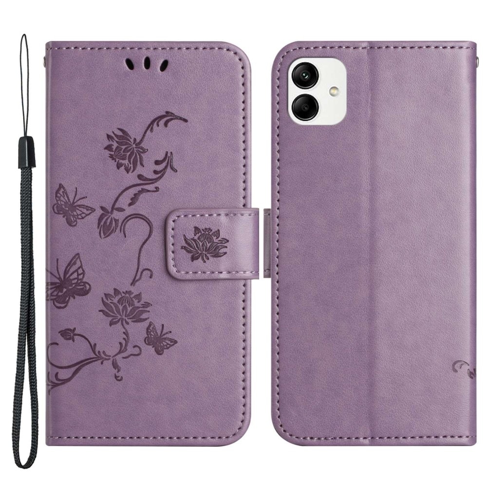 Samsung Galaxy A04 Handyhülle mit Schmetterlingsmuster, lila