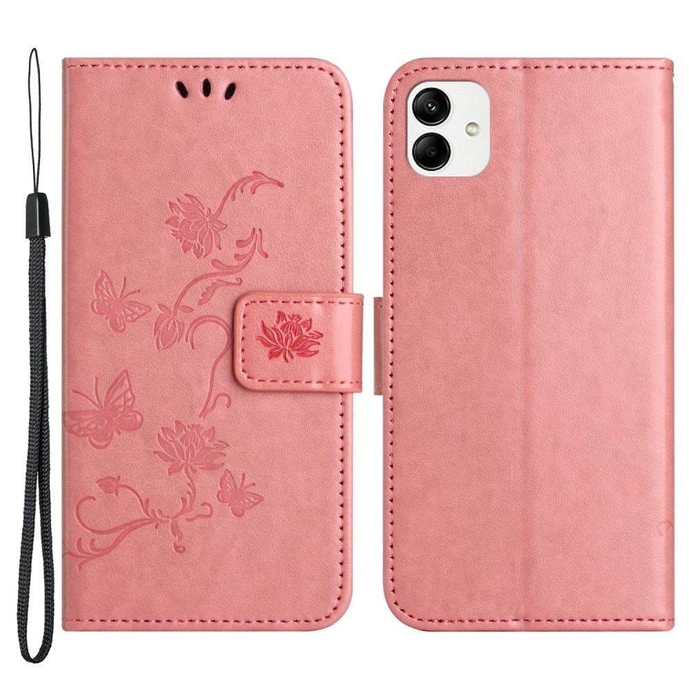 Samsung Galaxy A04 Handyhülle mit Schmetterlingsmuster, rosa