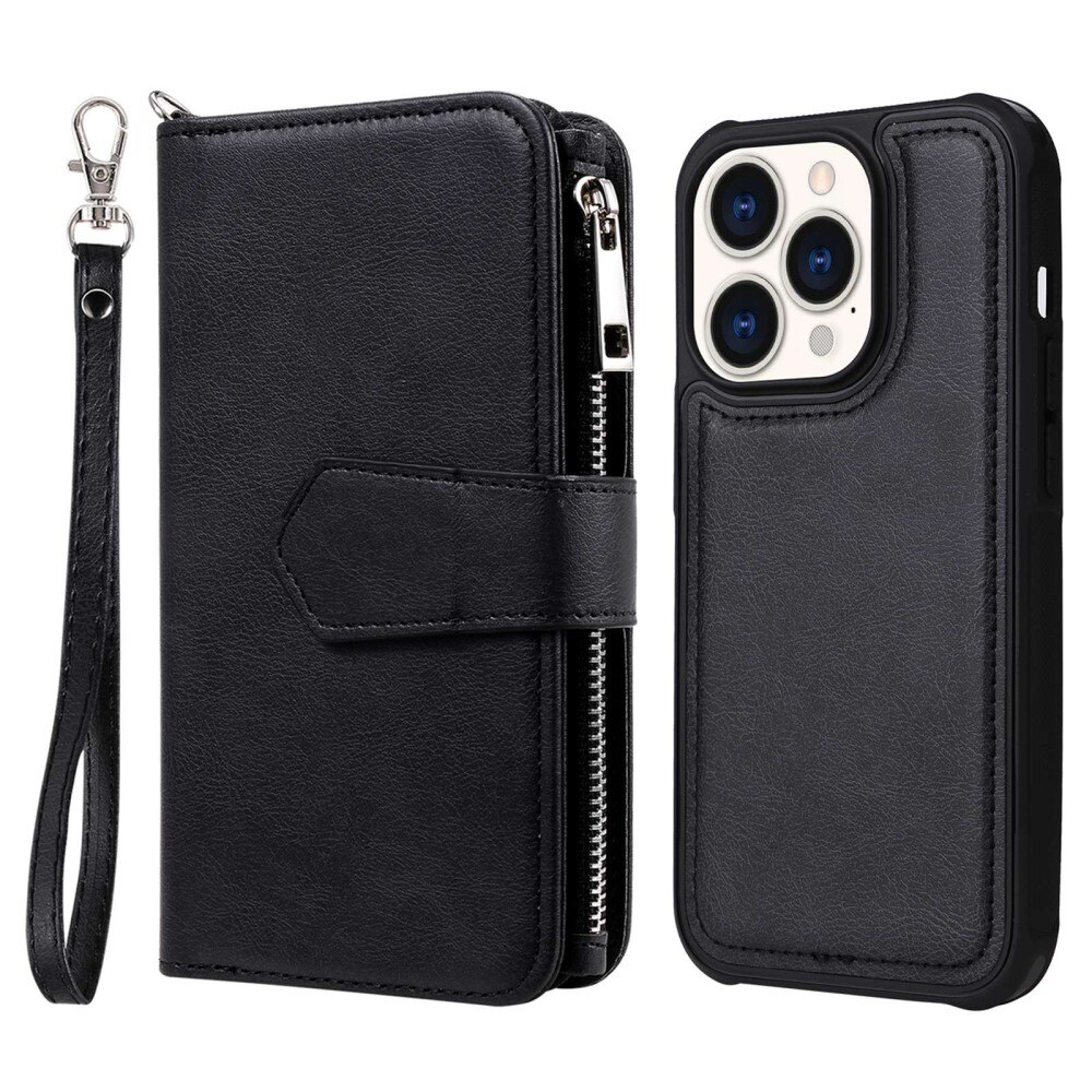 iPhone 14 Pro Zipper Magnet Wallet Schwarz