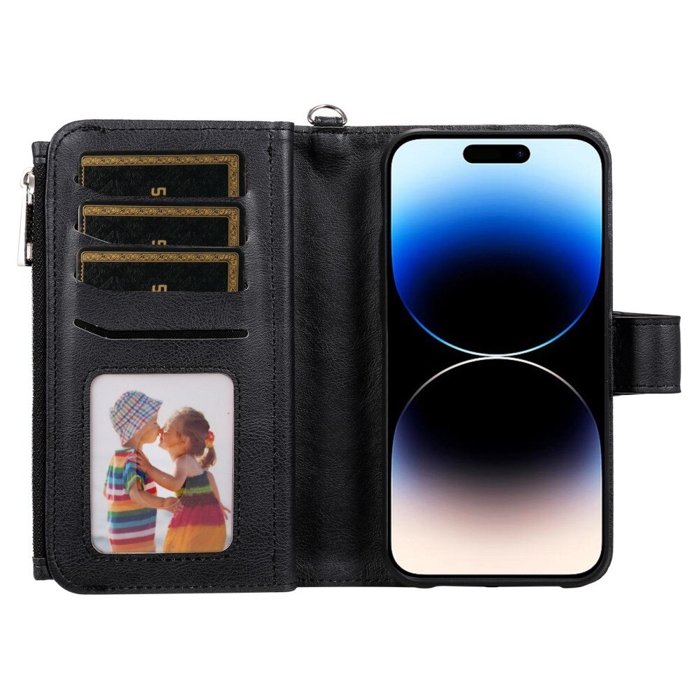 iPhone 14 Pro Zipper Magnet Wallet Schwarz