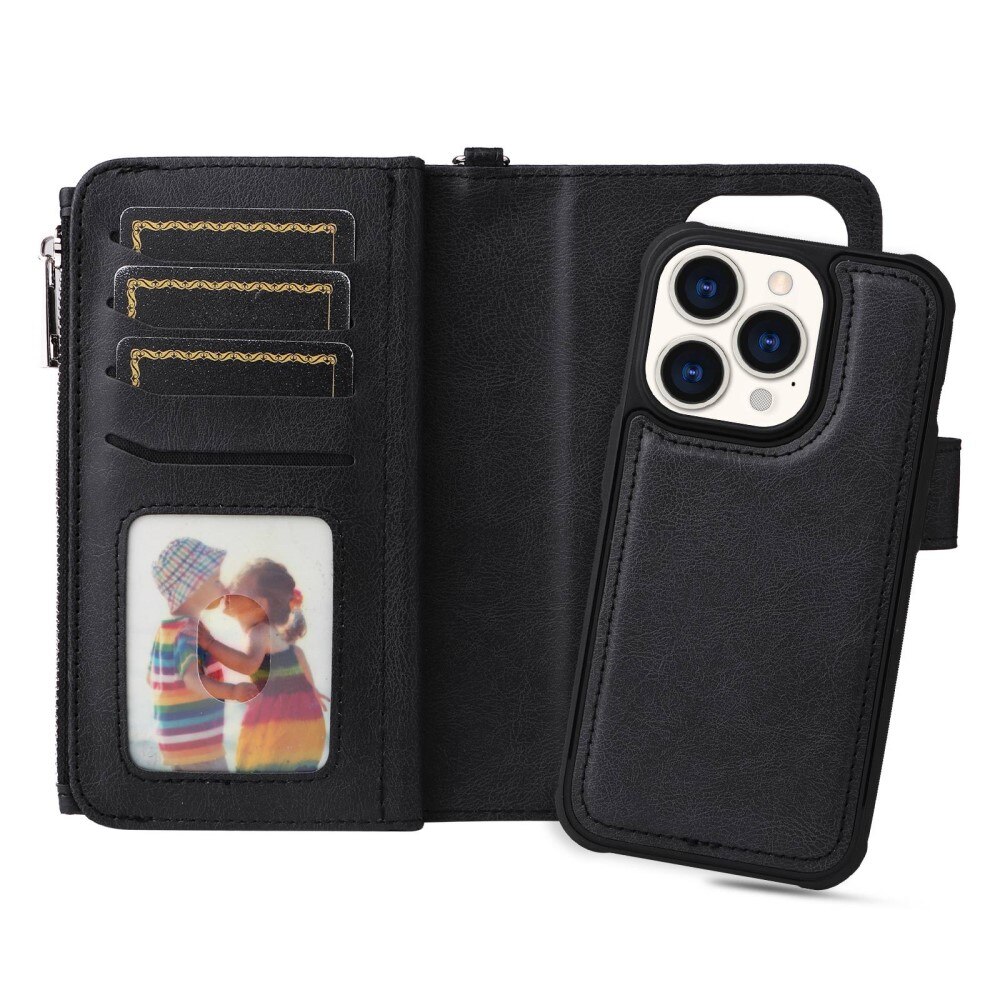 iPhone 14 Pro Zipper Magnet Wallet Schwarz