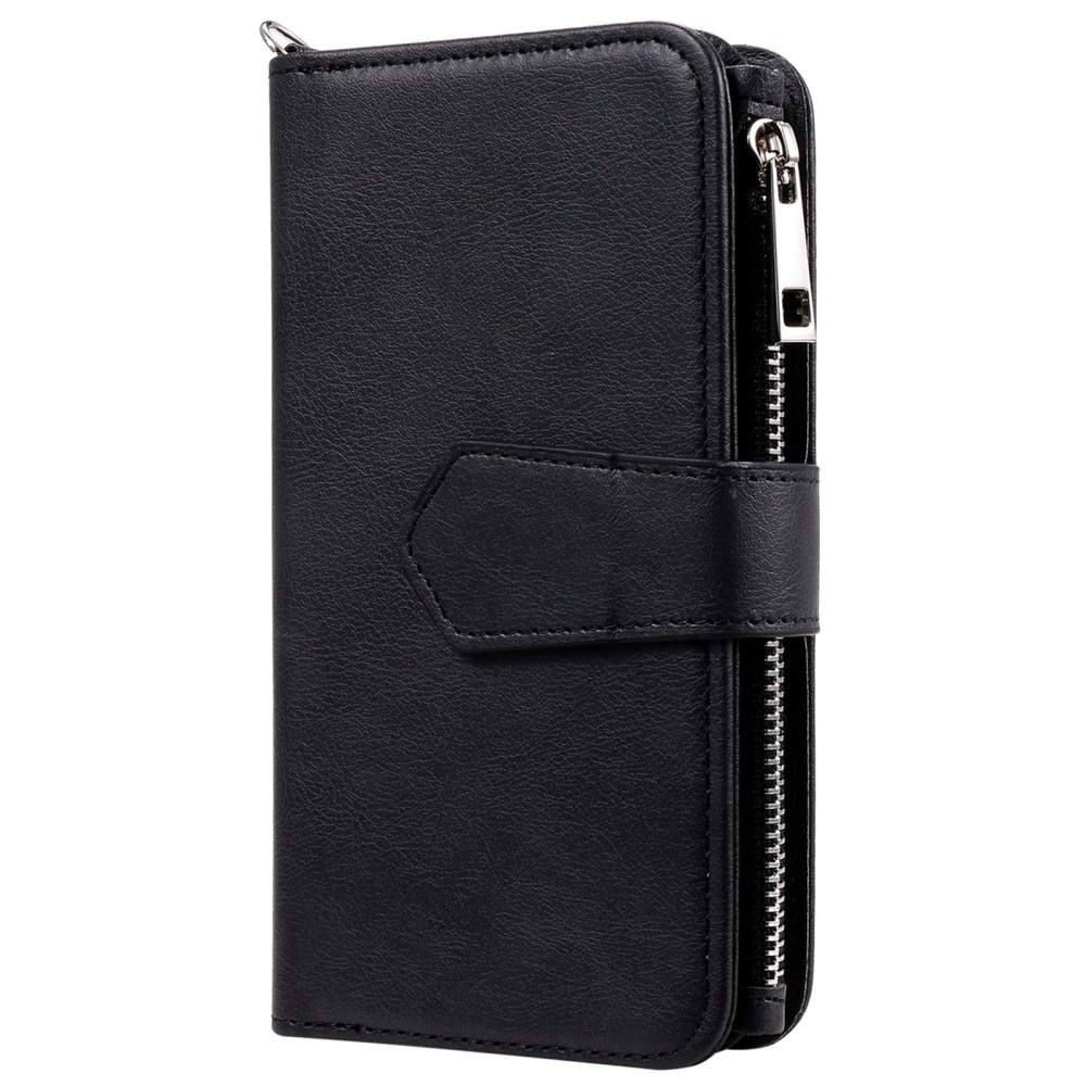 iPhone 14 Plus Zipper Magnet Wallet Schwarz