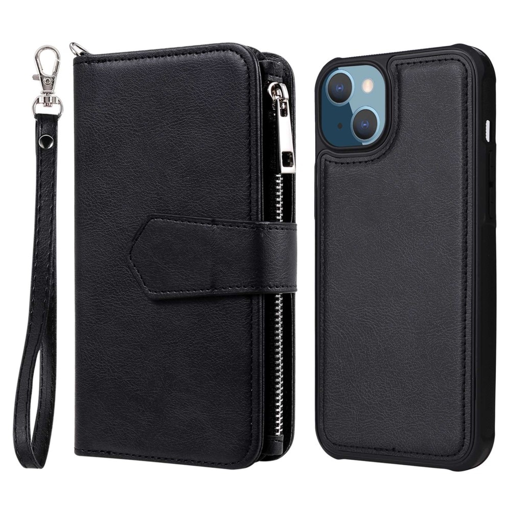 iPhone 14 Plus Zipper Magnet Wallet Schwarz