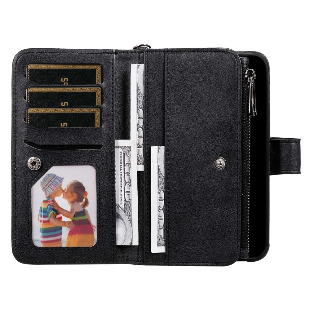 iPhone 14 Plus Zipper Magnet Wallet Schwarz