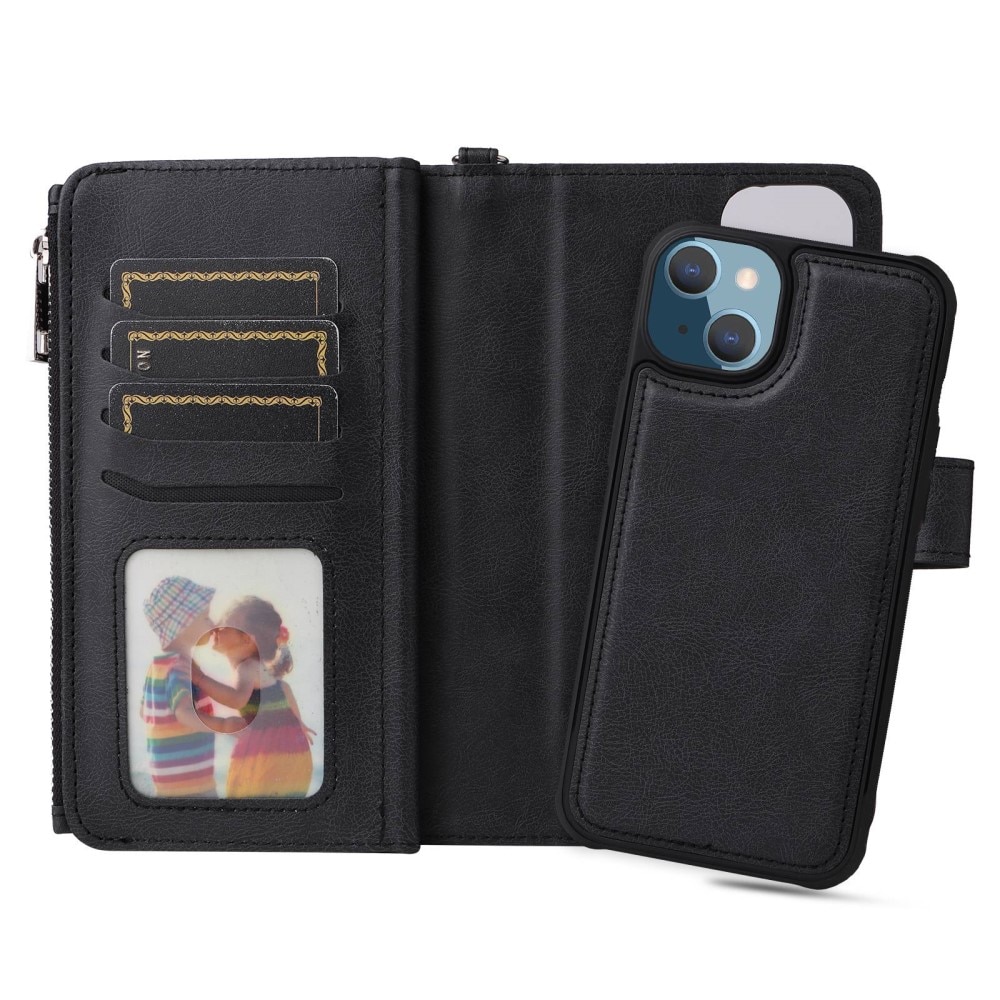 iPhone 14 Plus Zipper Magnet Wallet Schwarz