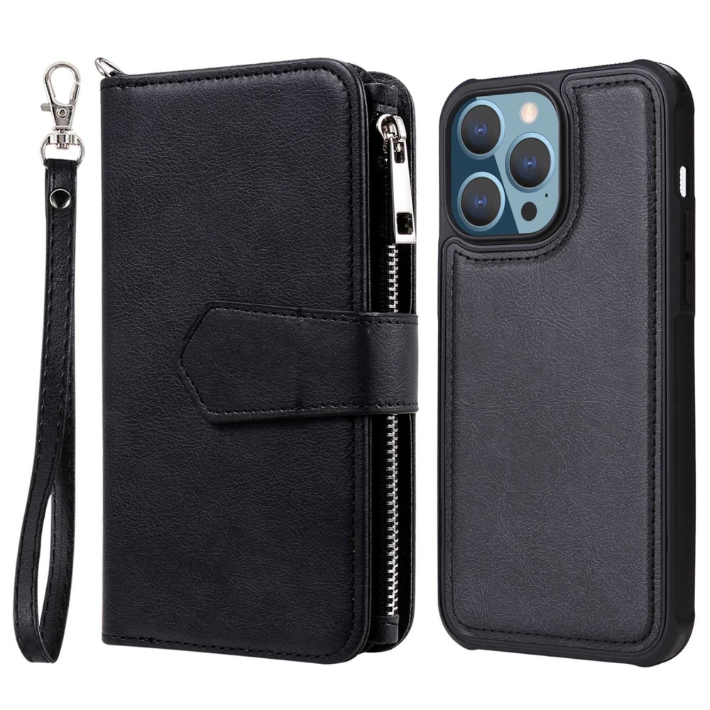 iPhone 14 Pro Max Zipper Magnet Wallet Schwarz