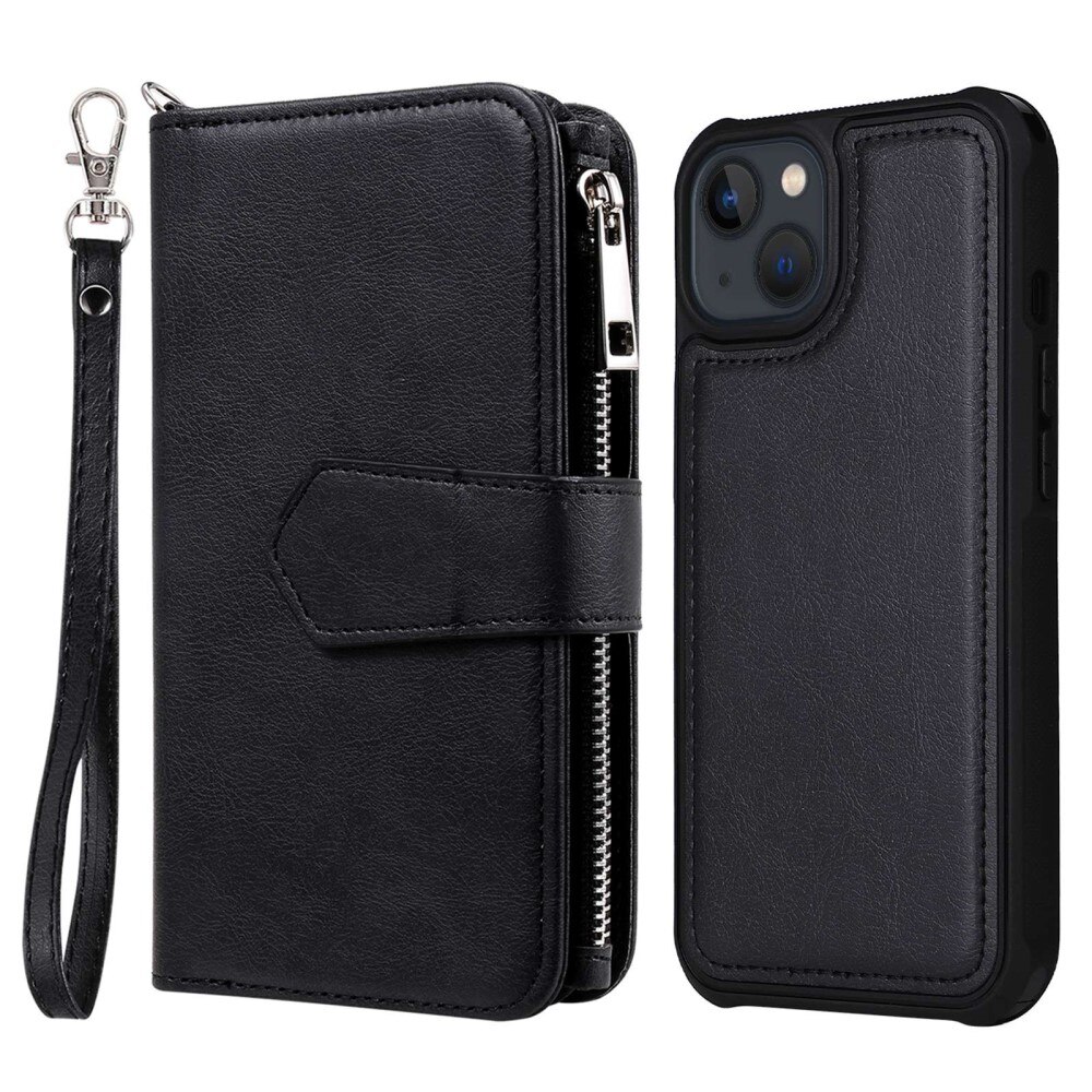 iPhone 14 Zipper Magnet Wallet Schwarz