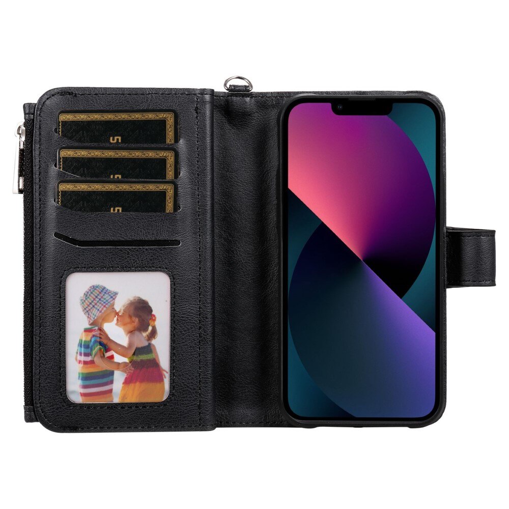 iPhone 14 Zipper Magnet Wallet Schwarz