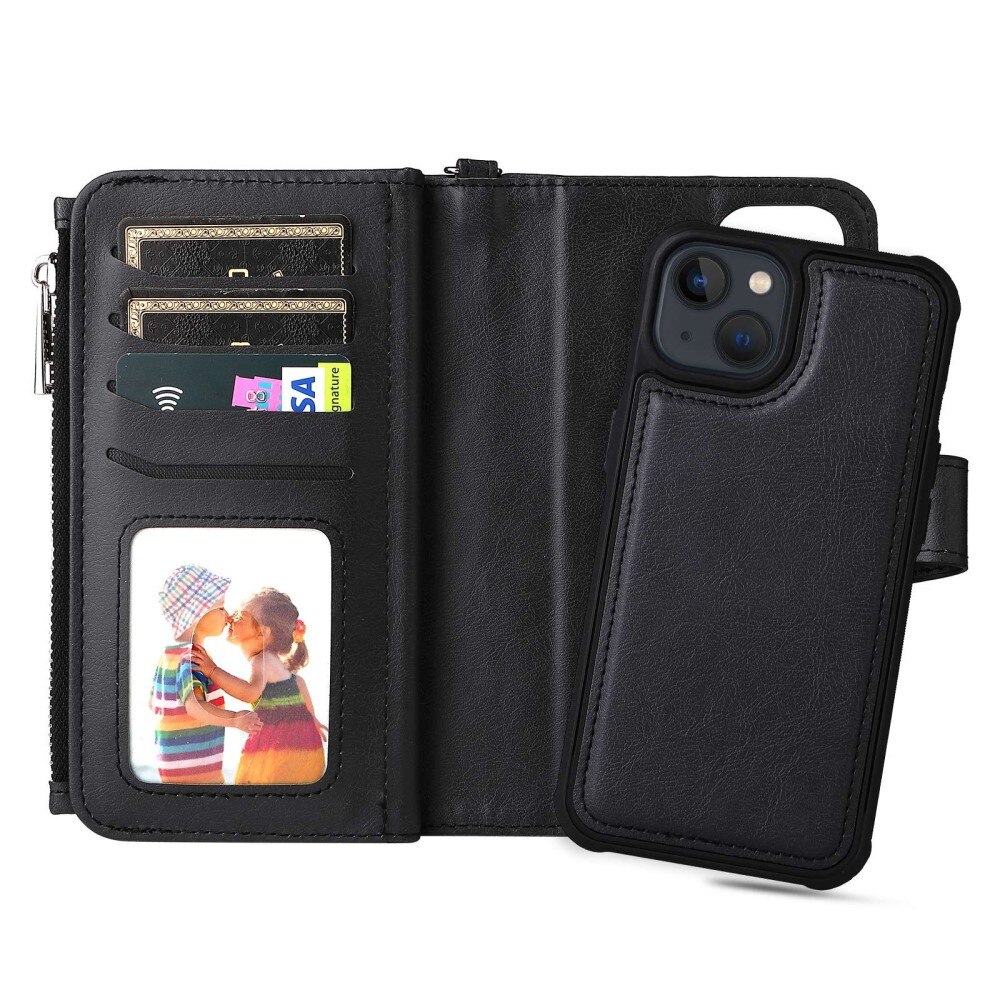 iPhone 14 Zipper Magnet Wallet Schwarz