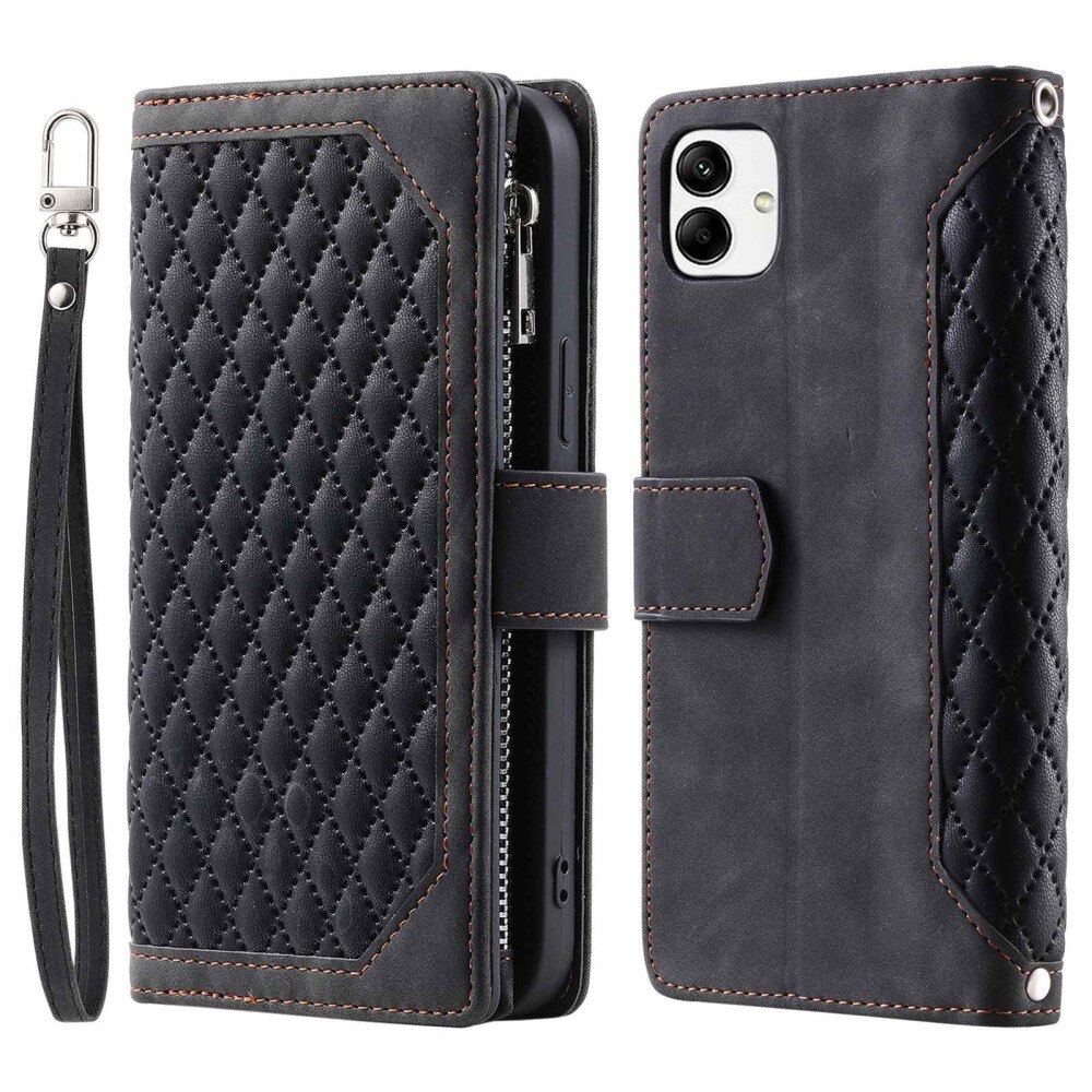 Samsung Galaxy A04 Brieftasche Hülle Quilted Schwarz