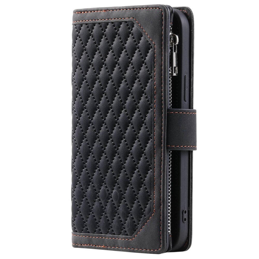 Samsung Galaxy A04 Brieftasche Hülle Quilted Schwarz