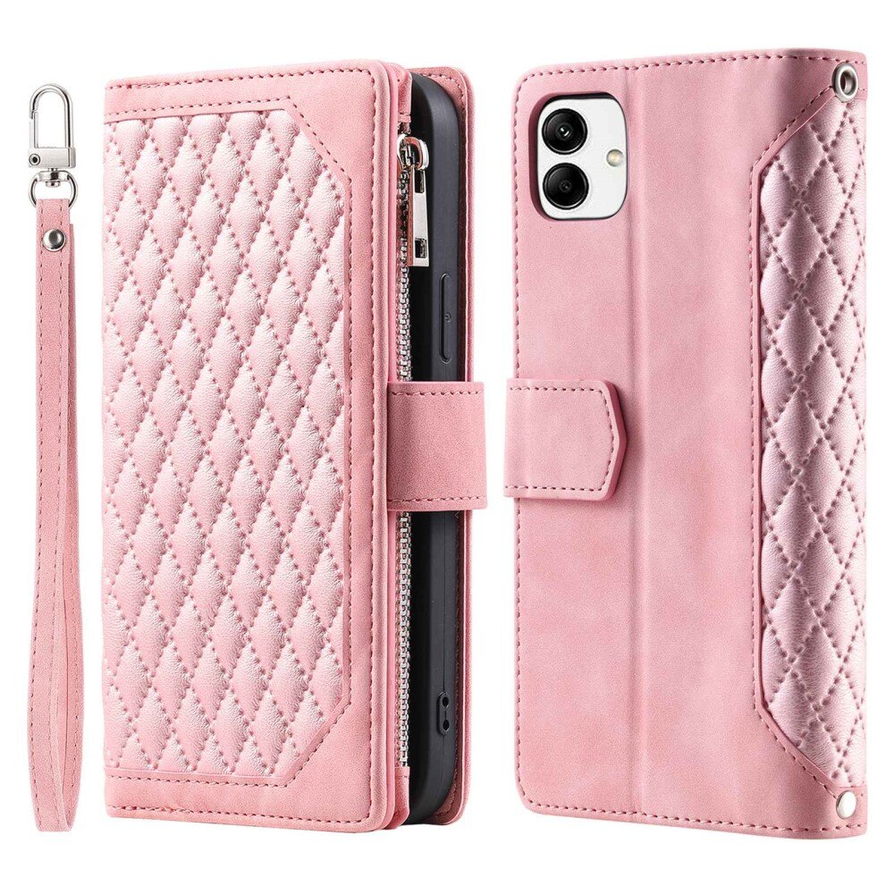 Samsung Galaxy A04 Brieftasche Hülle Quilted Rosa