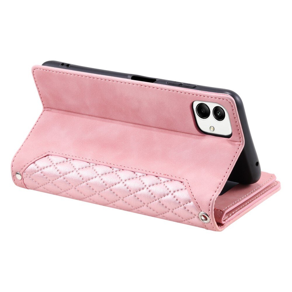 Samsung Galaxy A04 Brieftasche Hülle Quilted Rosa