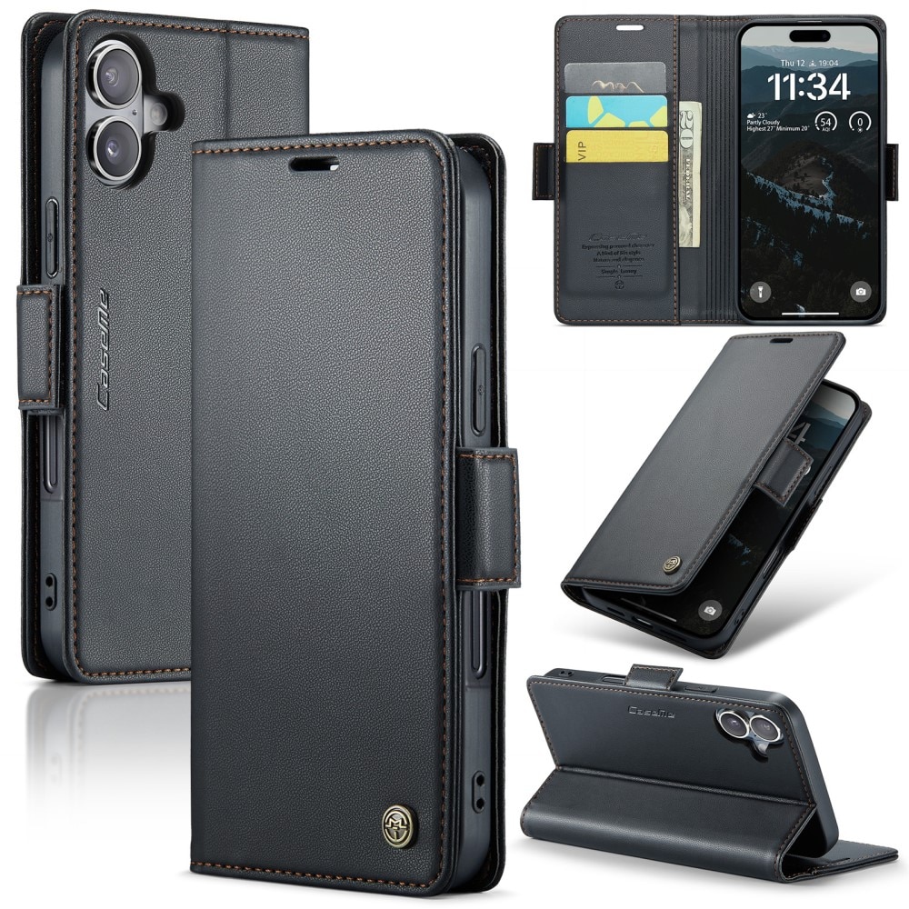 RFID-geschützte Slim Portemonnaie-Hülle iPhone 17 Schwarz