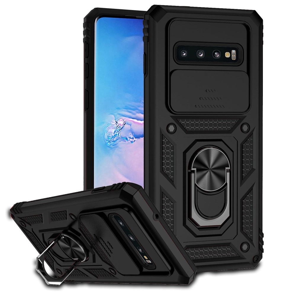 Samsung Galaxy S10 Plus Hybrid-Hülle Tech Ring+Kameraschutz Schwarz