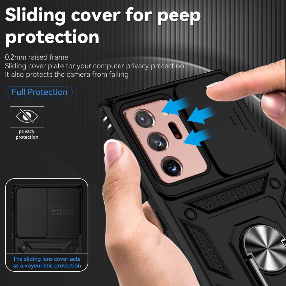 Samsung Galaxy Note 20 Ultra Hybrid-Hülle Ring + Kameraschutz Schwarz