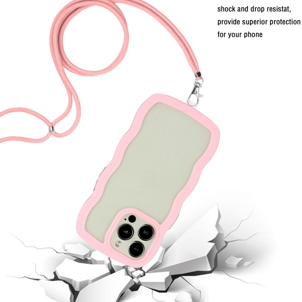iPhone 14 Pro Handyhülle zum umhängen Wavy Edge rosa
