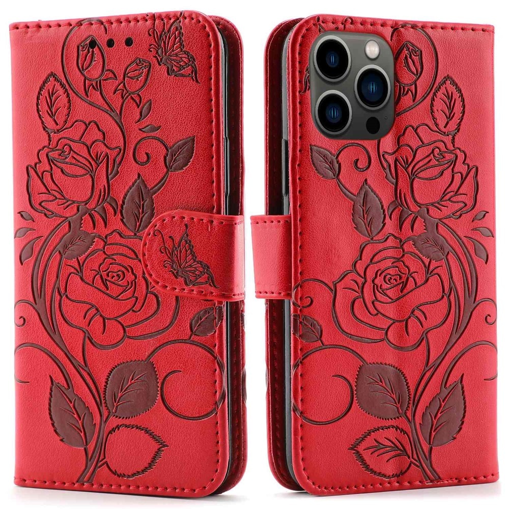 iPhone 12/12 Pro Handytasche Rosen Rot