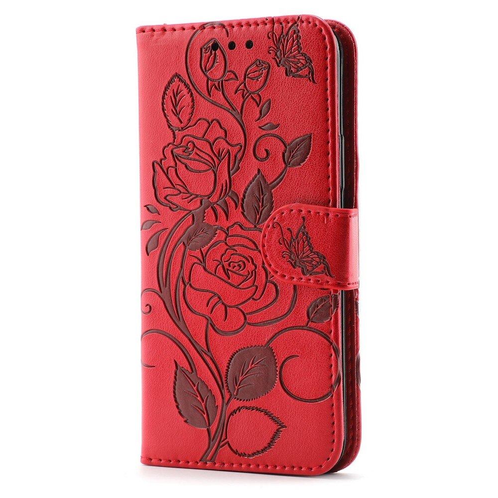 iPhone 12/12 Pro Handytasche Rosen Rot