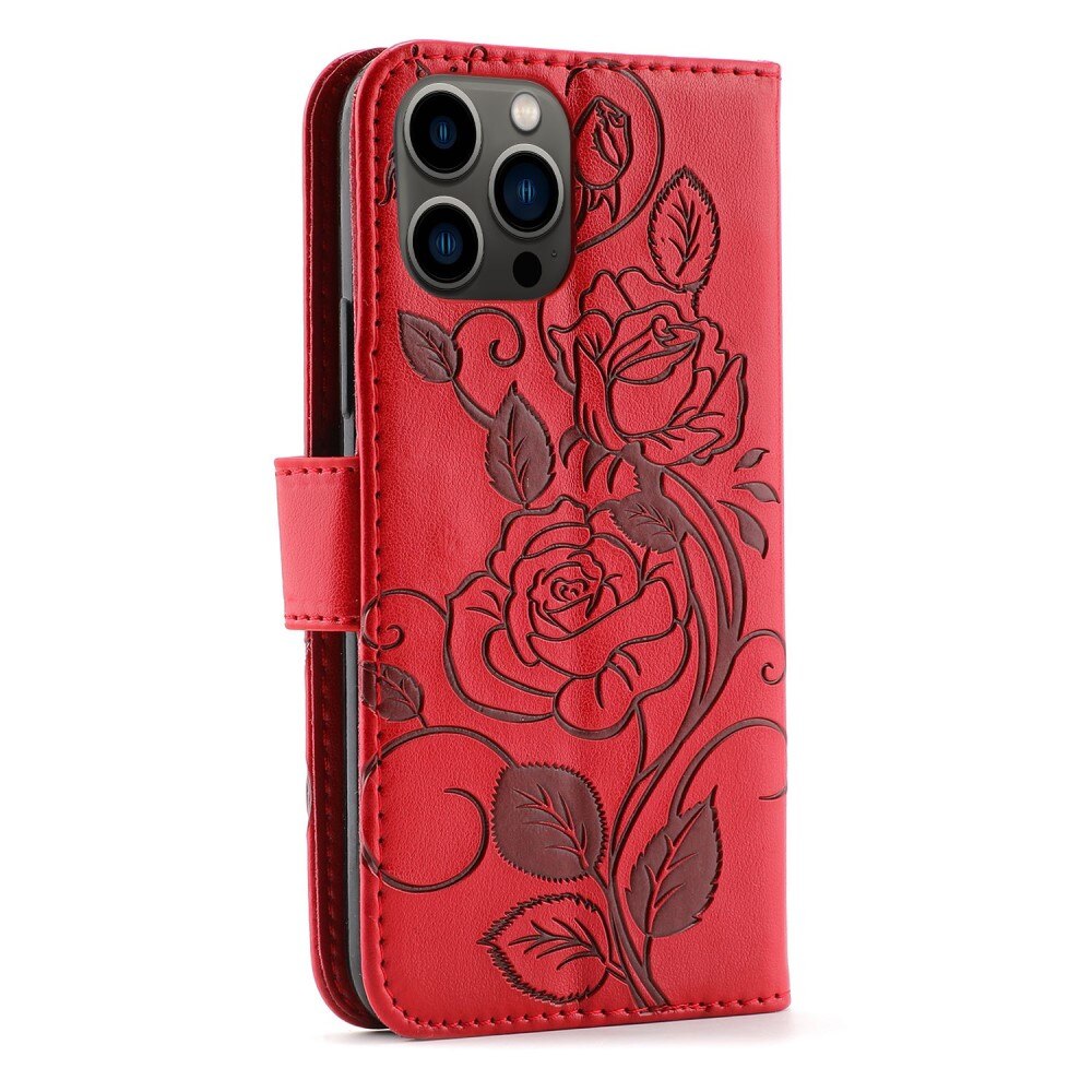 iPhone 12/12 Pro Handytasche Rosen Rot