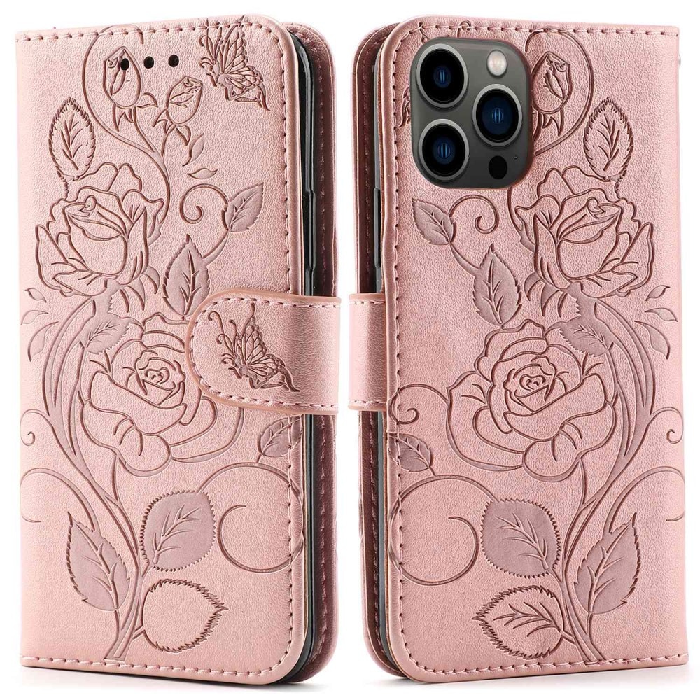 iPhone 12/12 Pro Handytasche Rosen rosagold