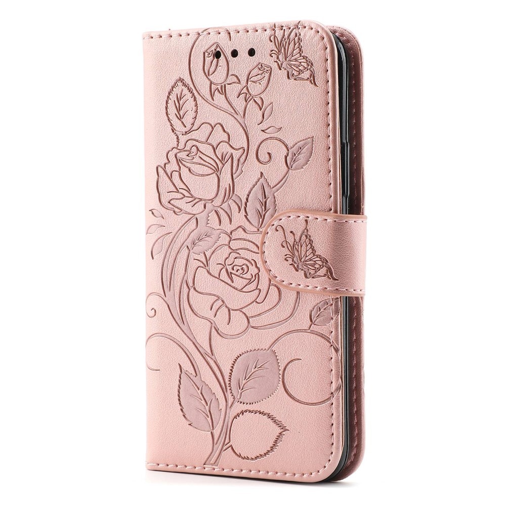 iPhone 12/12 Pro Handytasche Rosen rosagold