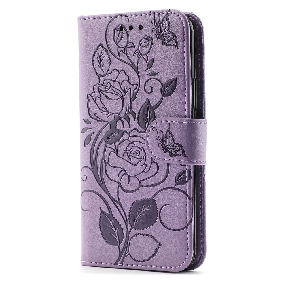 iPhone 12/12 Pro Handytasche Rosen Lila