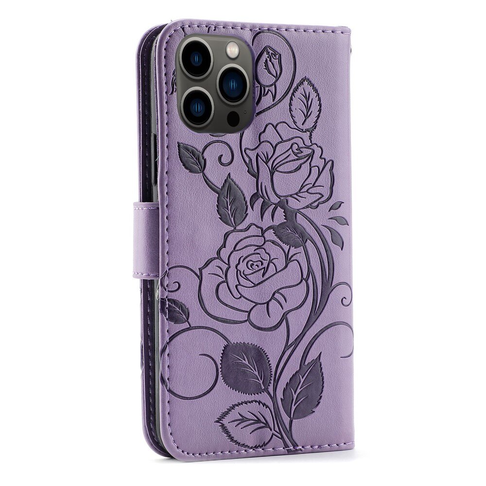 iPhone 12/12 Pro Handytasche Rosen Lila